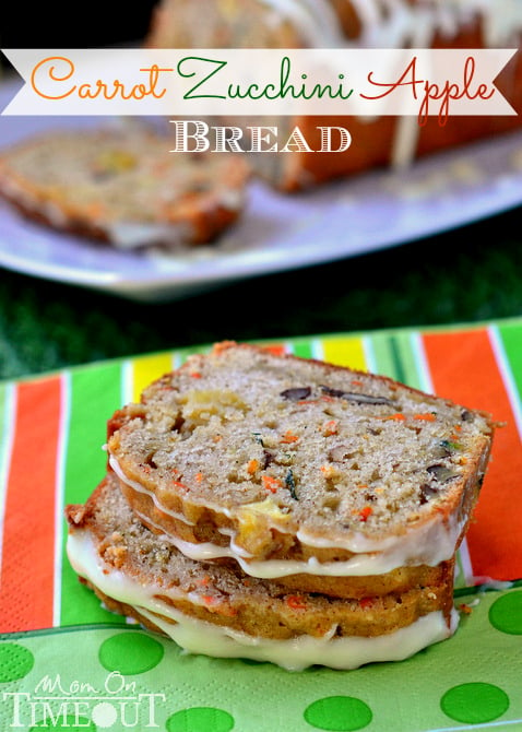 Carrot Zucchini Apple Bread | MomOnTimeout.com Delicious AND healthy! #zucchini #bread #recipe