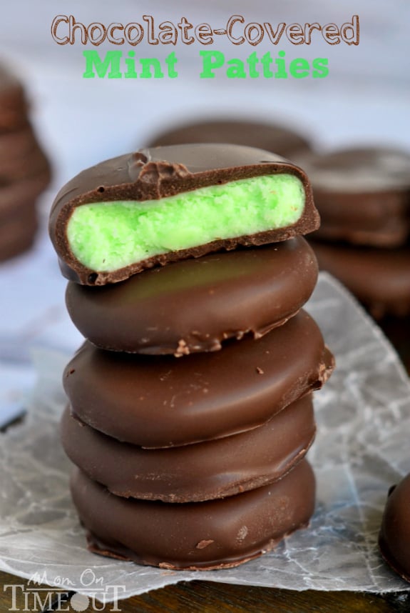 Rich and creamy, these Chocolate Covered Mint Patties are so easy to make and are incredibly scrumptious! | MomOnTimeout.com