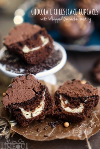 Chocolate Cheesecake Cupcakes with Whipped Ganache Frosting