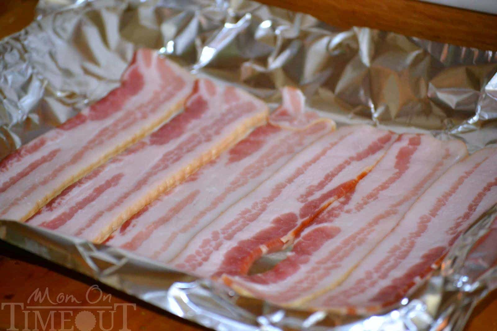 Baking Bacon Laid Out On Foil