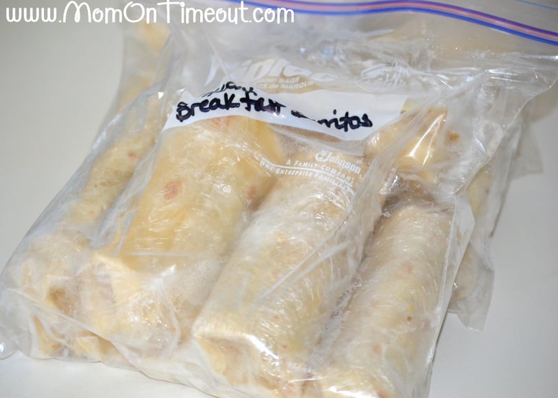 Bag of Frozen Breakfast Burritos