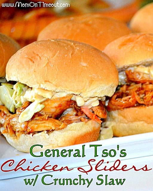 chicken sliders with coleslaw on white tray