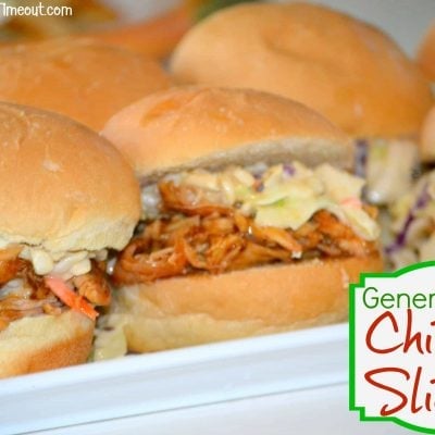 chicken sliders with coleslaw on white tray