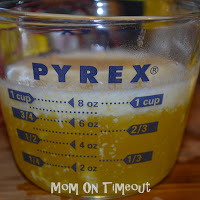  melted butter in Pyrex measuring cup