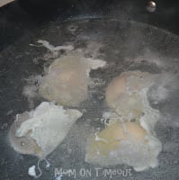 poaching eggs in pot