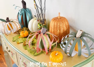 Scrappy Pumpkins are a super fun and easy way to decorate your home! | MomOnTimeout.com #craft #pumpkin