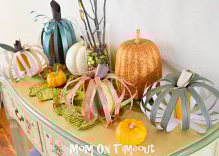 Scrappy Pumpkins are a super fun and easy way to decorate your home! | MomOnTimeout.com #craft #pumpkin