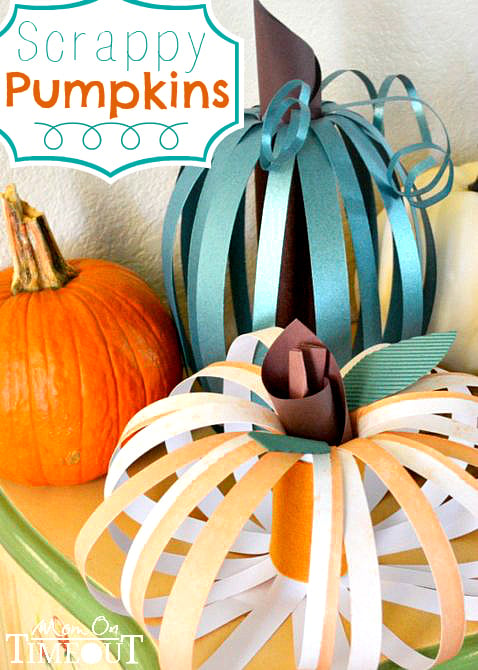 Scrappy Pumpkins are a super fun and easy way to decorate your home! | MomOnTimeout.com #craft #pumpkin