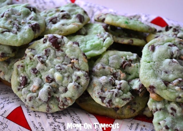 Mint Chocolate Chip Cookies from MomOnTimeout.com