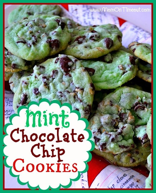 Mint Chocolate Chip Cookies from MomOnTimeout.com