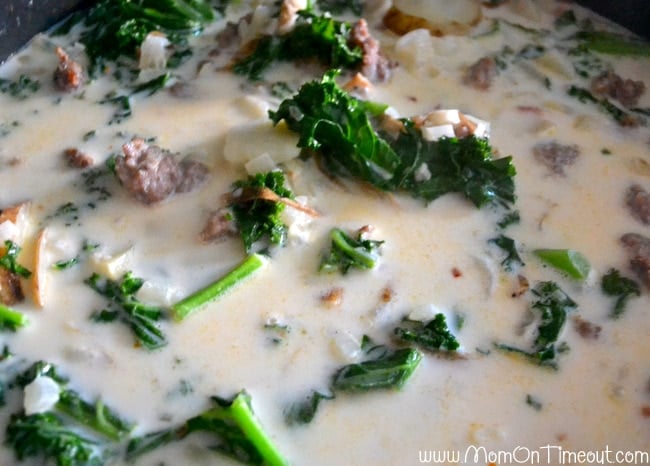 Olive Garden Zuppa Toscana with cream