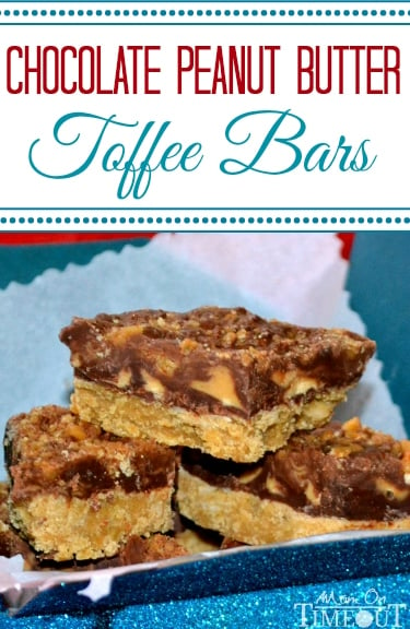 Chocolate Peanut Butter Toffee Bars are the perfect addition to any party or holiday tray! | MomOnTimeout.com