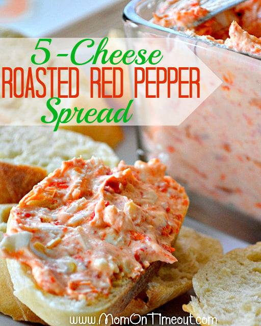 5 Cheese Roasted Red Pepper Spread | Mom On Timeout - Just as delicious as it sounds! #appetizer #recipe