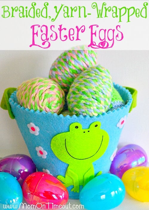 Braided, Yarn-Wrapped Easter Eggs | MomOnTimeout.com #Easter #craft #yarn