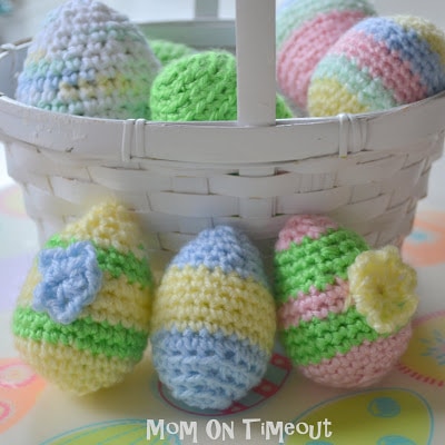 2 Crocheted Easter Eggs and 1 Crocheted Chicken Egg Holder