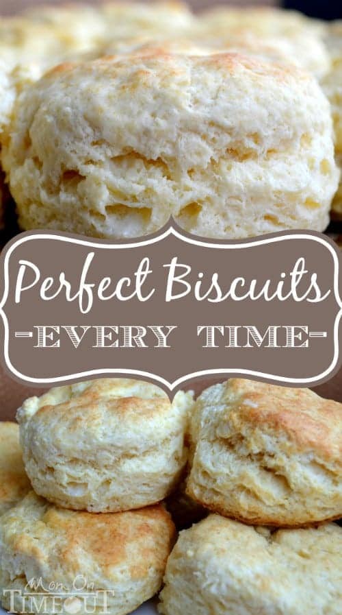 Easy Homemade Biscuits - Perfect Every Time! These never-fail bicuits are perfectly fluffy and light and a breeze to make! | Mom On Timeout | #breakfast #recipe #biscuits