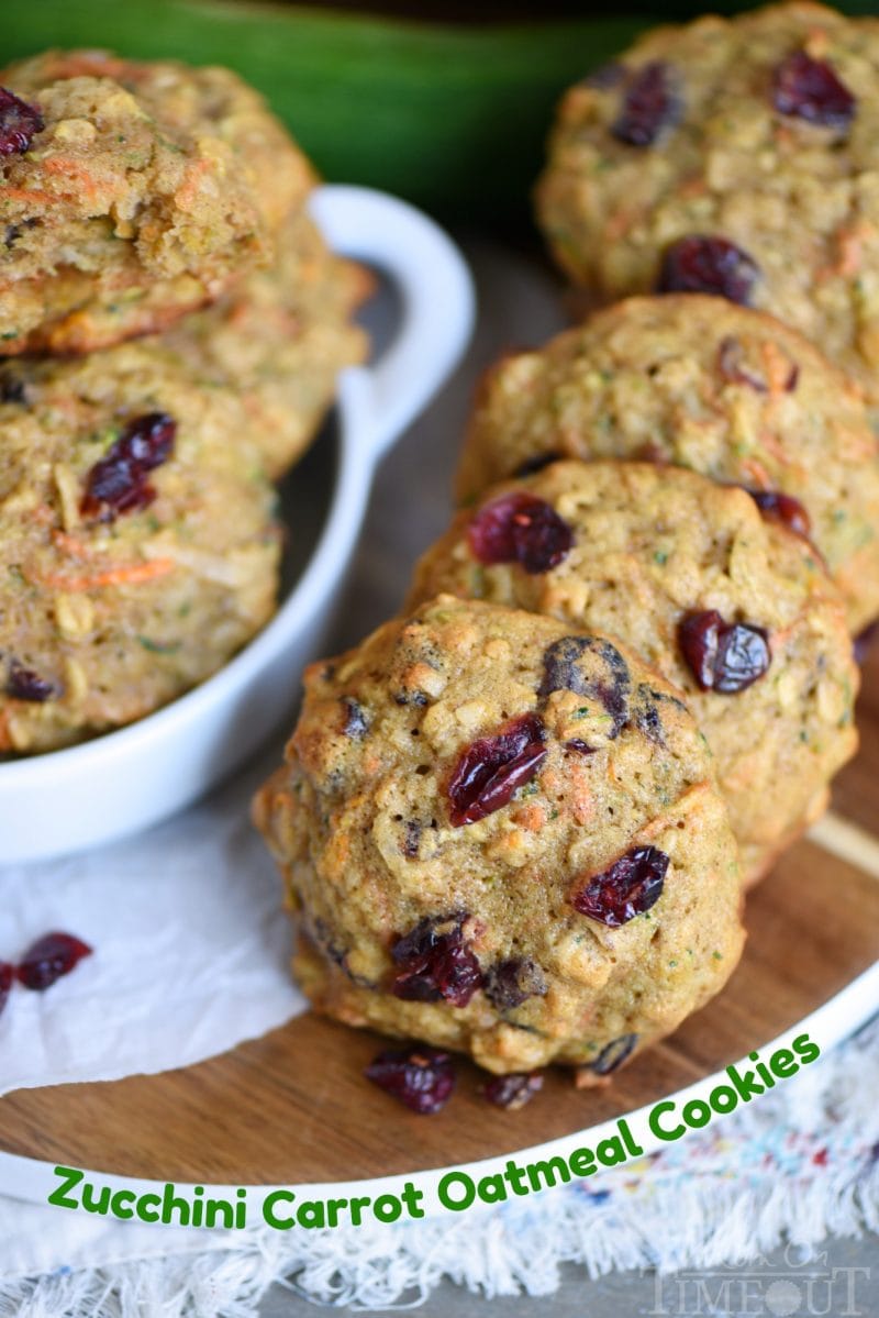 These amazing Zucchini Carrot Oatmeal Cookies are packed full of zucchini, carrots, oatmeal, dried cranberries, and coconut!  All the good stuff! // Mom On Timeout