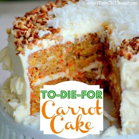 To-Die-For Carrot Cake from MomOnTimeout.com | The BEST Carrot Cake you'll ever try! #recipe #cake #dessert