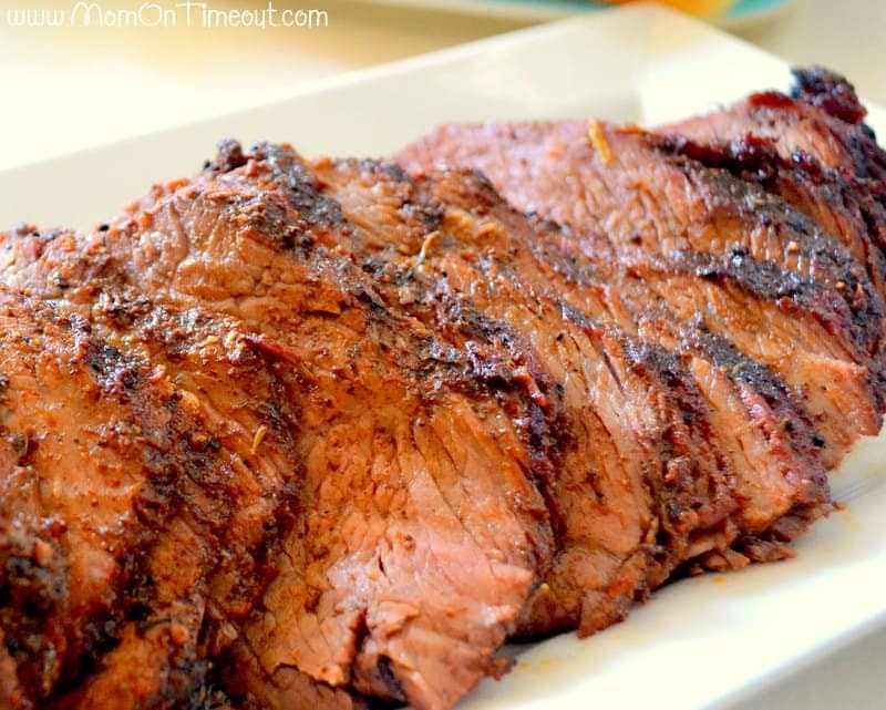 Beef-Tri-Tip sliced on white plate