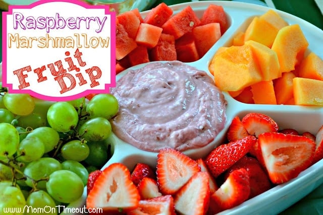 Raspberry Marshmallow Fruit Dip | MomOnTimeout.com #fruit #dip