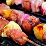 grilled beef kabobs on grill