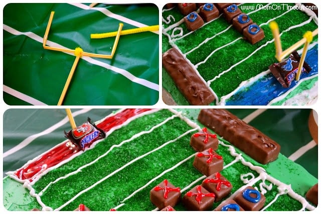 A Football Field Cake is the perfect way to celebrate football all season long! | MomOnTimeout.com #recipe #football #cake