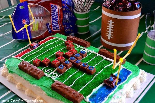 A Football Field Cake is the perfect way to celebrate football all season long! | MomOnTimeout.com #recipe #football #cake A Football Field Cake is the perfect way to celebrate football all season long! | MomOnTimeout.com #recipe #football #cake