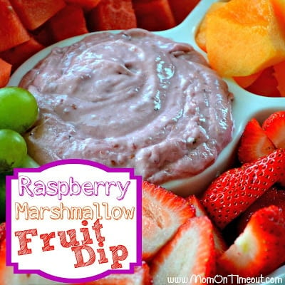 Raspberry Marshmallow Fruit Dip | MomOnTimeout.com #fruit #dip