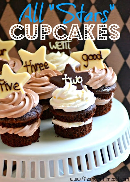 All "Stars" Chocolate Cupcakes from MomOnTimeout.com - Delicious, rich chocolate cupcakes for that special someone!