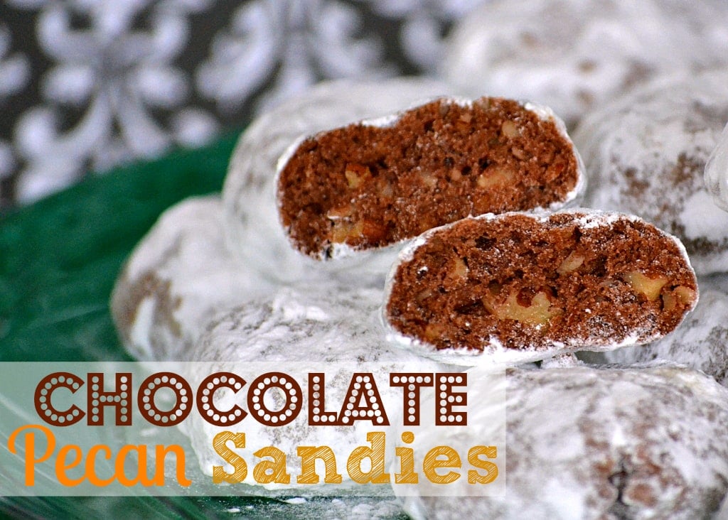 Chocolate Pecan Sandies | Mom On Timeout - Snowy white on the outside and chocolaty on the inside – a yummy twist on the original! #cookies #recipes #desserts