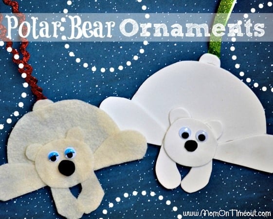 Easy to make polar bear ornaments are the perfect craft for kids this holiday season! | MomOnTimeout.com