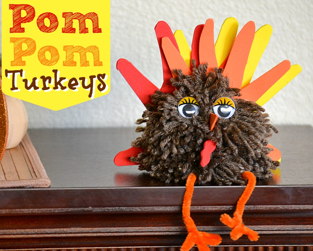 Pom Pom Turkeys are a fun and easy craft for Thanksgiving! | MomOnTimeout.com