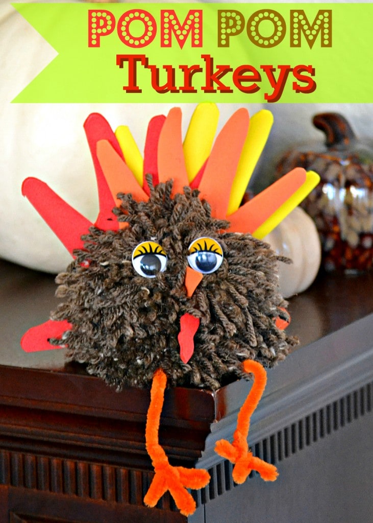 Pom Pom Turkeys are a fun and easy craft for Thanksgiving! | MomOnTimeout.com
