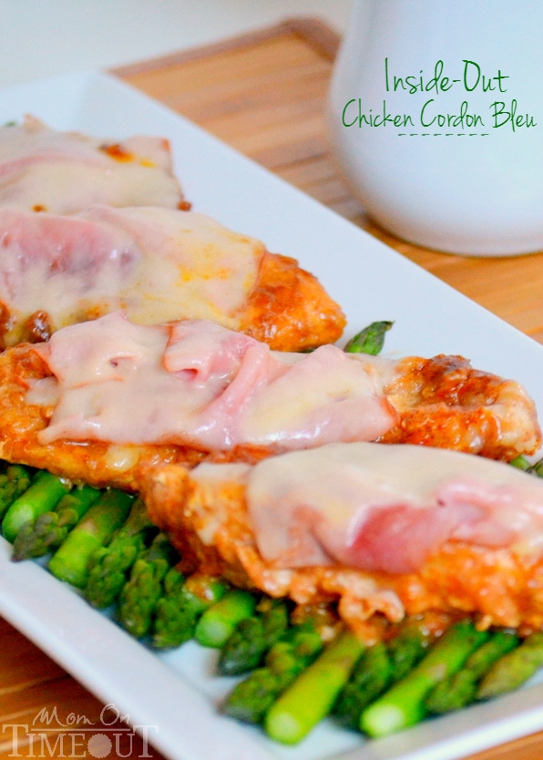 As delicious as the classic but a whole lot easier! Your family will love this Inside Out Chicken Cordon Bleu! | MomOnTimeout.com | #recipe #chicken #dinner