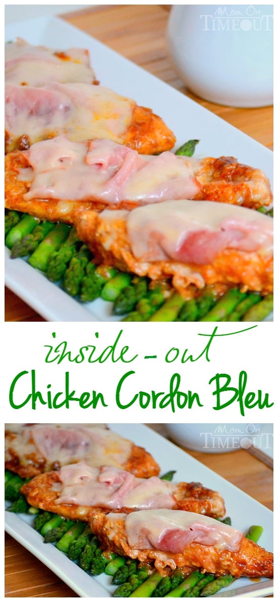 As delicious as the classic but a whole lot easier! Your family will love this Inside Out Chicken Cordon Bleu! | MomOnTimeout.com | #recipe #chicken #dinner