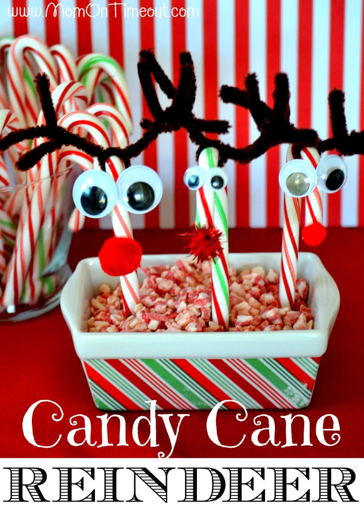 Candy Cane Reindeer are an easy-to-make Christmas craft for kids of all ages! MomOnTimeout.com