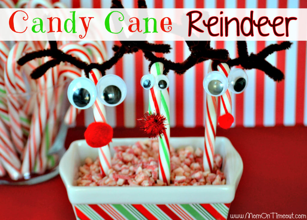 Candy Cane Reindeer are an easy-to-make Christmas craft for kids of all ages! MomOnTimeout.com