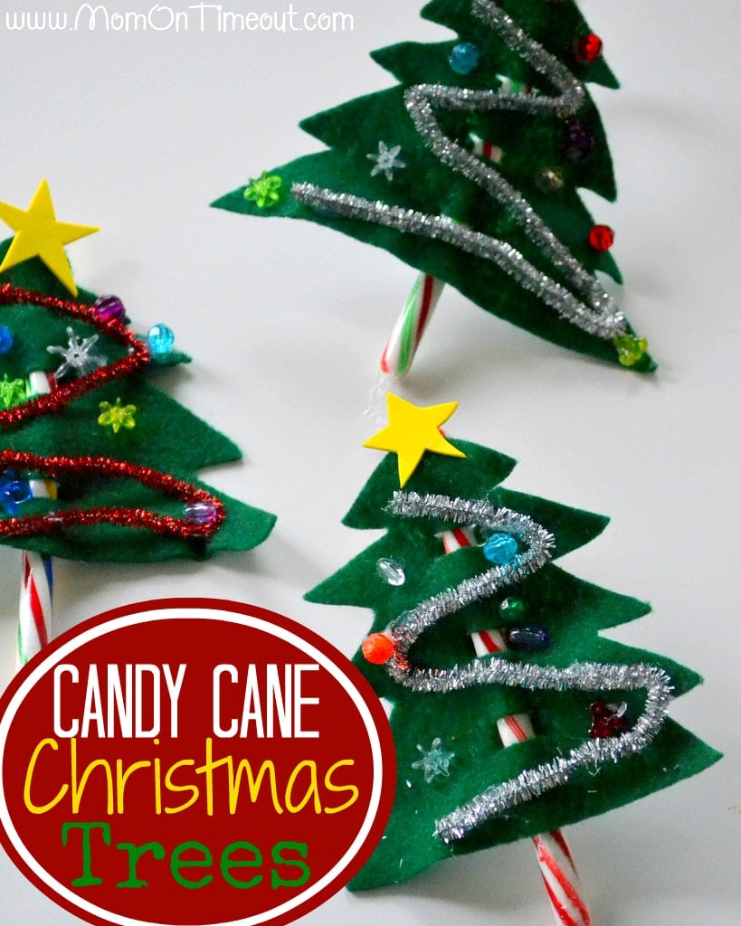 Tis the season for all sorts of fun! These easy Candy Cane Christmas Trees are a holiday tradition that we all love! A great craft idea for little ones, the perfect Christmas party favor, and a pretty gift topper too! // Mom On Timeout