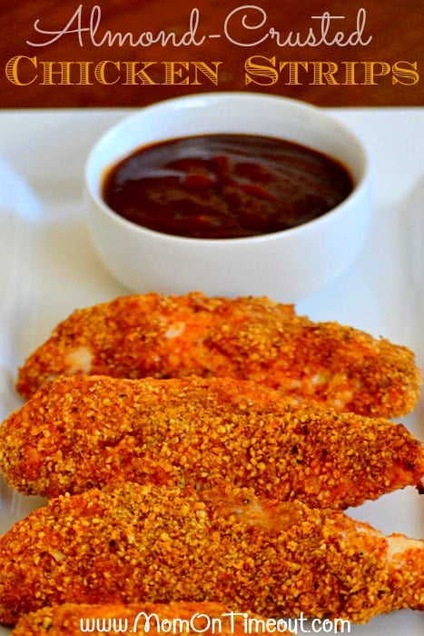 Almond-Crusted Chicken Strips by MomOnTimeout.com | Heart-healthy food has never been this delicious! #chicken #dinner #recipe