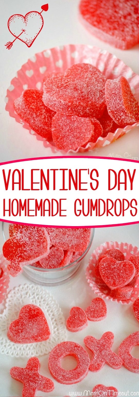 Homemade Valentine’s Day Gumdrops - made with applesauce and JELL-O! Easy, delicious, and fun! The perfect Valentine's Day treat! // Mom On Timeout #valentinesday #valentines