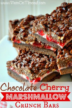 Chocolate Cherry Marshmallow Crunch Bars