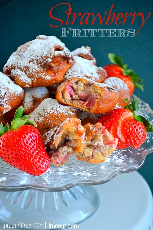 Fresh Strawberry Fritters | MomOnTimeout.com #breakfast #recipe #dessert