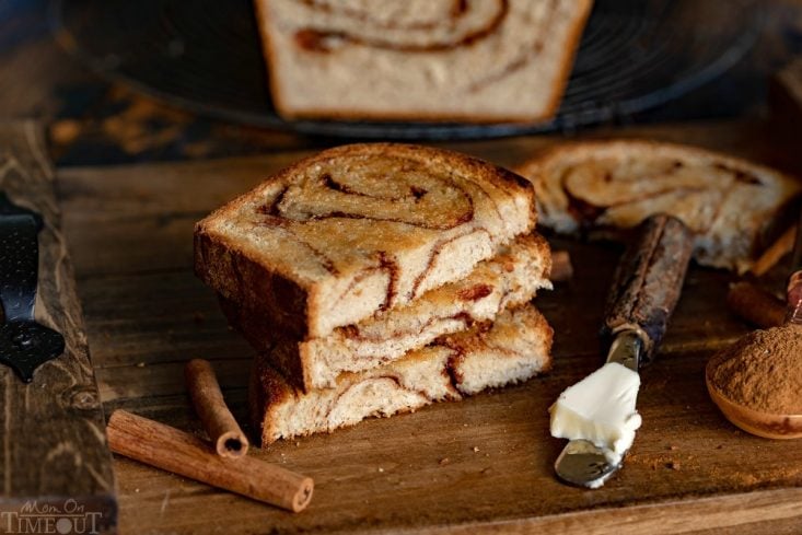 cinnamon bread toasted with butter on board