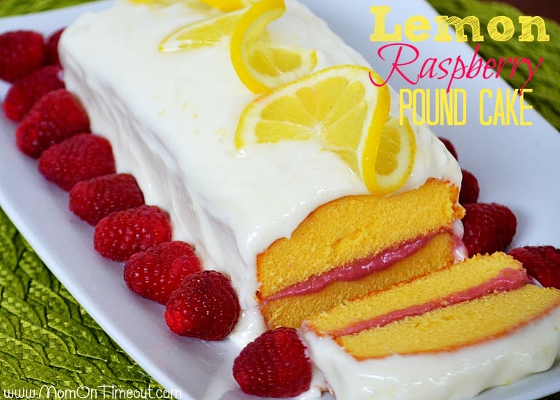 Lemon Raspberry Pound Cake | MomOnTimeout.com - Lemon Cream Cheese Frosting and a Raspberry Filling make this dessert extra special! #lemon #raspberry #recipe #dessert