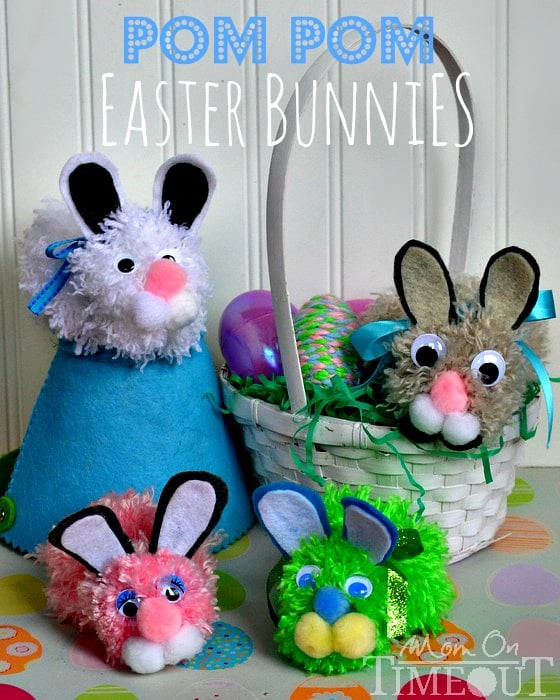 Pom Pom Easter Bunnies Craft Tutorial | MomOnTimeout.com  Make your own Easter Bunny with these step-by-step instructions!