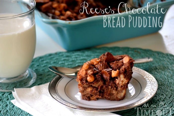 Reese's Chocolate Peanut Butter Bread Pudding | Mom On Timeout - Irresistibly decadent and delicious!