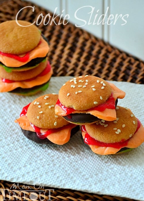 Cookie Sliders That Look Just Like Mini Cheeseburgers | Mom On Timeout - Perfect for April Fool's Day or your next BBQ!