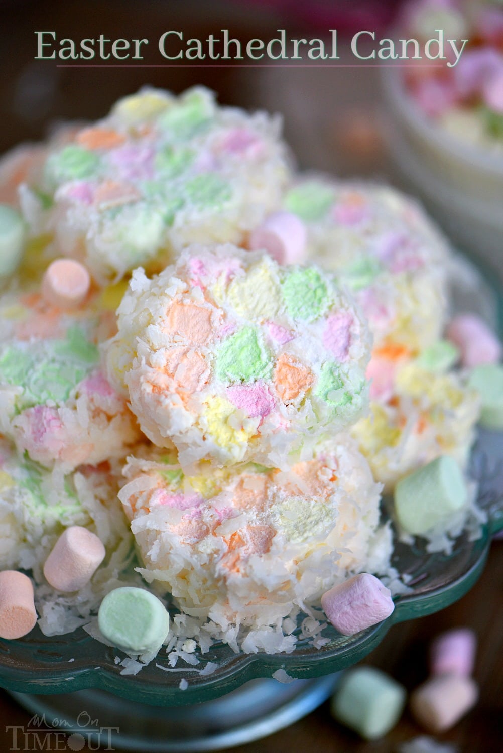 This Easter Cathedral Candy recipe requires only three ingredients and is so pretty! Great for Easter, baby showers, and other parties! Kids love to help with this easy recipe! // Mom On Timeout