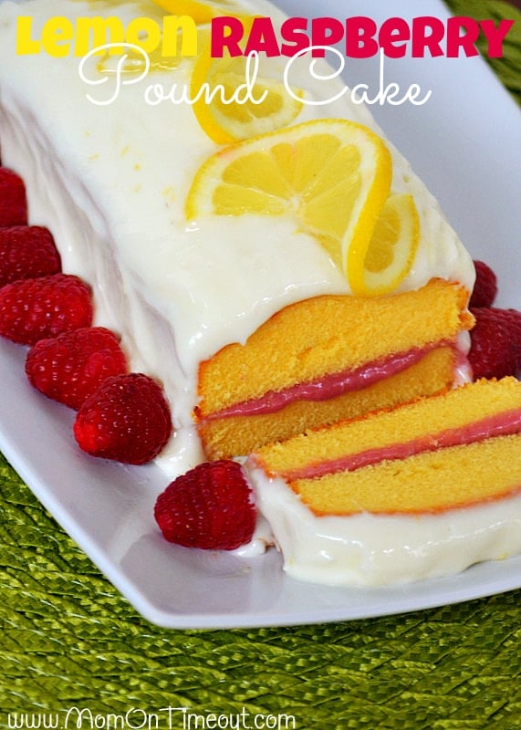 Lemon Raspberry Pound Cake | MomOnTimeout.com - Lemon Cream Cheese Frosting and a Raspberry Filling make this dessert extra special! #lemon #raspberry #recipe #dessert