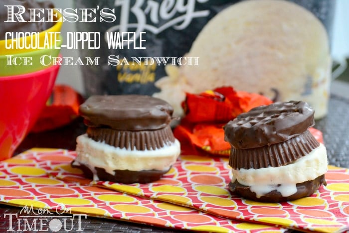 Reese's Chocolate Dipped Waffle Ice Cream Sandwich | Mom On Timeout